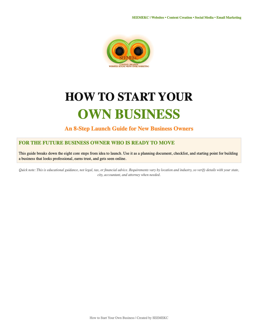 Business Startup Outline